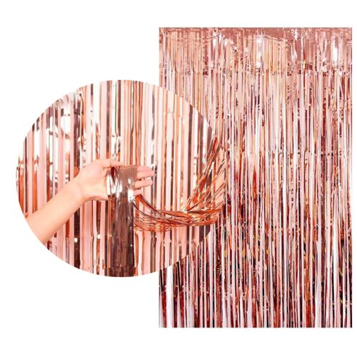 Cortina Lluvia Metalizada Rosa Gold 2,20 X 1