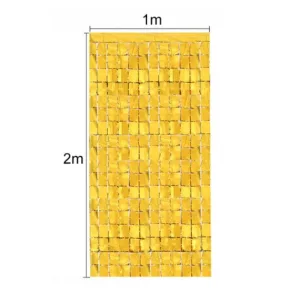 Cortina Lluvia SHIMMER Metalizada Cuadrada Dorada 2 X 1 Mts