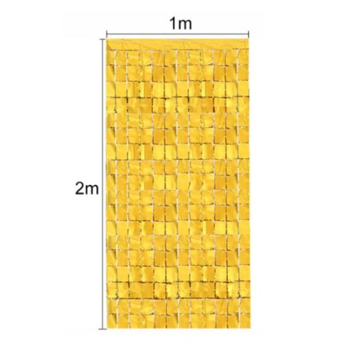 Cortina Lluvia SHIMMER Metalizada Cuadrada Dorada 2 X 1 Mts