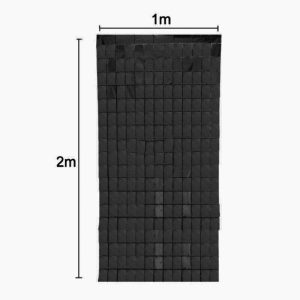 Cortina Lluvia SHIMMER Metalizada Paneles Cuadrados Negro 2 X 1 Mts