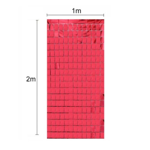 Cortina Lluvia SHIMMER Metalizada Paneles Cuadrados Rojo 2 X 1 Mts