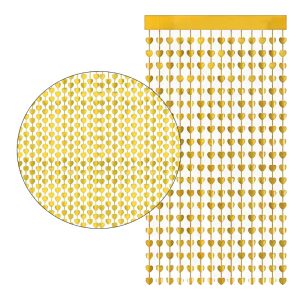 Cortina Lluvia de CORAZONES - Color DORADO 2,20 X 1 MT