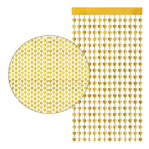 Cortina Lluvia de CORAZONES - Color DORADO 2,20 X 1 MT