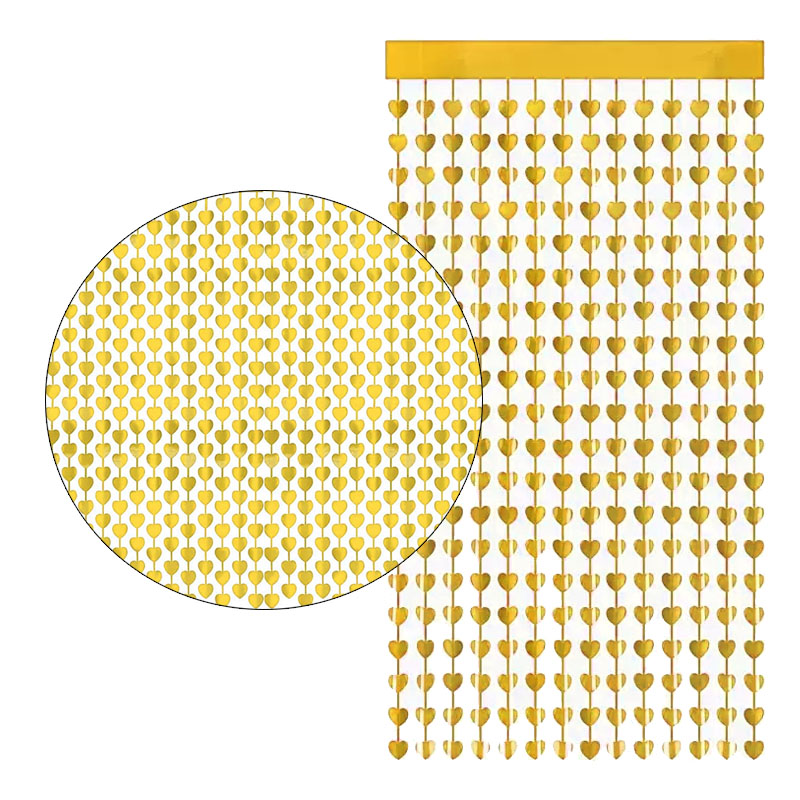 Cortina Lluvia de CORAZONES - Color DORADO 2,20 X 1 MT