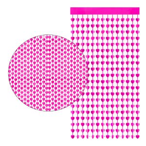 Cortina Lluvia de CORAZONES Color FUCSIA 2,20 X 1 MT