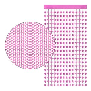 Cortina Lluvia de CORAZONES - Color ROSA 2,20 X 1 MT
