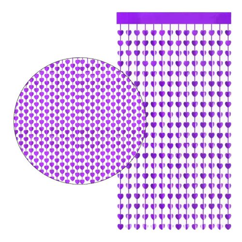 Cortina Lluvia de CORAZONES - Color VIOLETA 2,20 X 1 MT