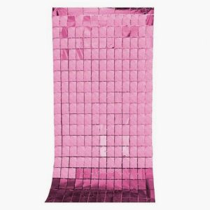 Cortina Lluvia SHIMMER Metalizada Cuadrada Rosa 2 X 1 Mts
