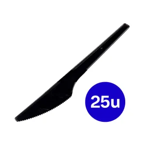 Cubiertos Descartables CUCHILLO Negro X25 U