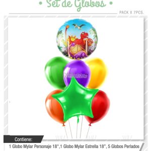 Set Globos DINOSAURIOS 7 Pcs