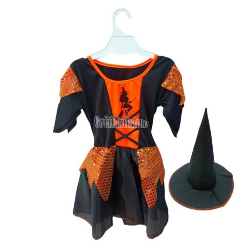 Disfraz Bruja Naranja Talle 2 (Infantil)