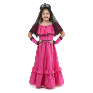 Disfraz Dama Antigua con Mitones Fucsia Talle 4 Crosti