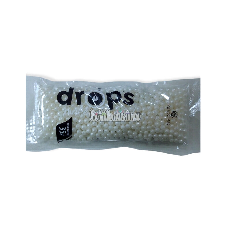 Drops Medianas Perlas Blancas Pastelar 35g