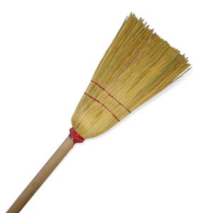 Escoba Bruja Ancha 65cm Madera y Paja