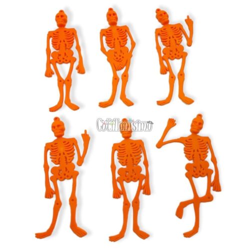 Esqueletos de Goma Naranja x6 Unidades Halloween PATRIMAR