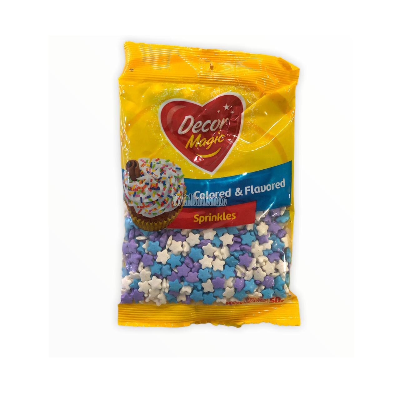 Granas Sprinkles Estrellas Lila, Celeste y Blanco 50 Grs