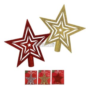 Estrella Puntera Navideña Metalizada Calada Colores Surtidos 15cm