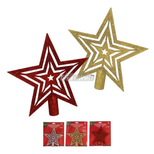 Estrella Puntera Navideña Metalizada Calada Colores Surtidos 15cm