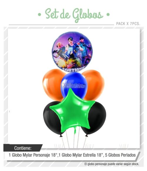 Set Globos FORTNITE 7 Pcs