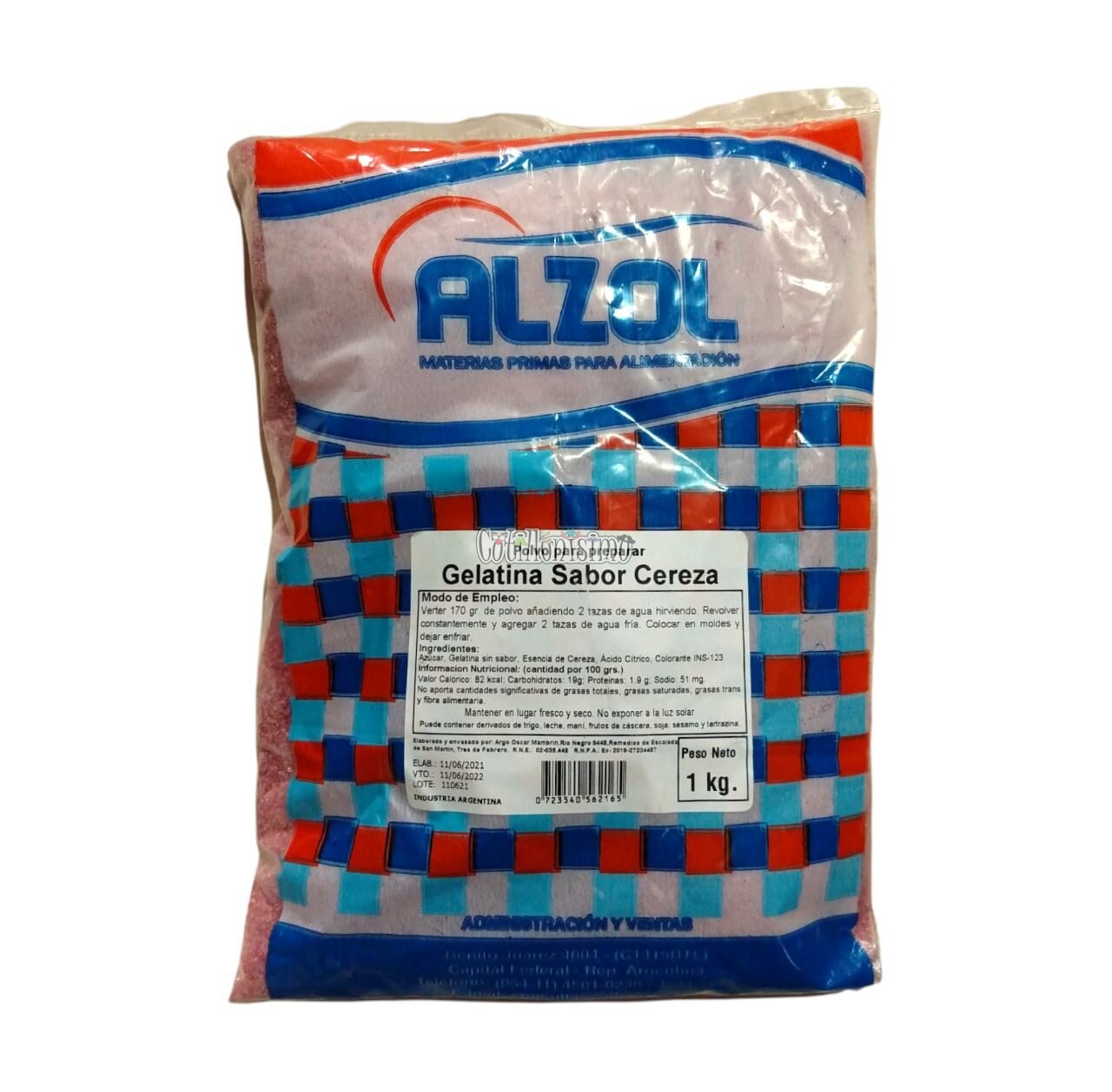 Gelatina Sabor Cereza ALZOL 1KG