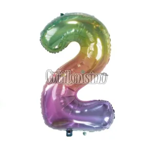 Globo Numero 2 Multicolor Metalizado 40cm