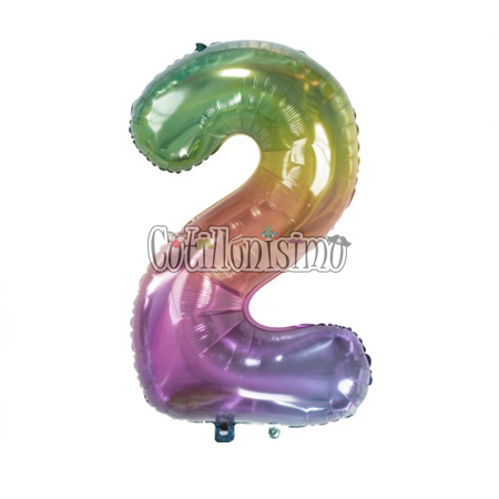 Globo Numero 2 Multicolor Metalizado 40cm
