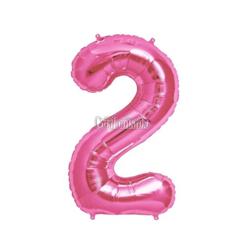 Globo Numero 2 Rosa Metalizado 40cm
