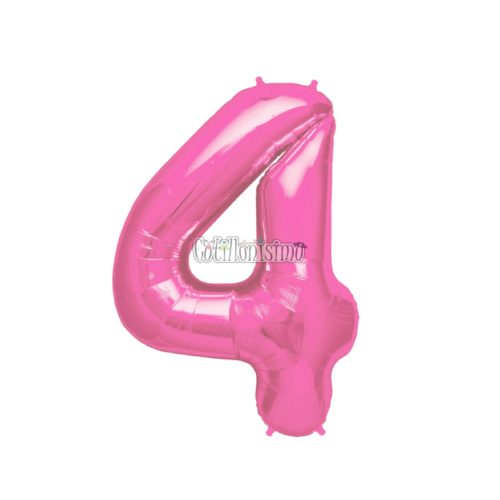 Globo Numero 4 Rosa Metalizado 40cm