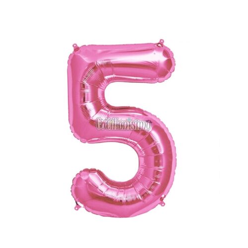 Globo Numero 5 Rosa Metalizado 40cm