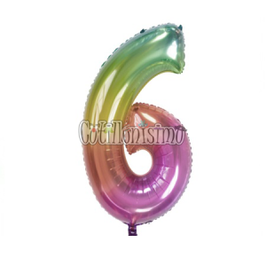 Globo Numero 6 Multicolor Metalizado 40cm
