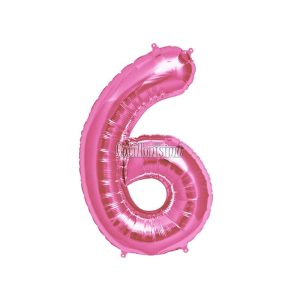 Globo Numero 6 Rosa Metalizado 40cm