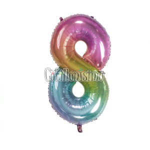 Globo Numero 8 Multicolor Metalizado 40cm