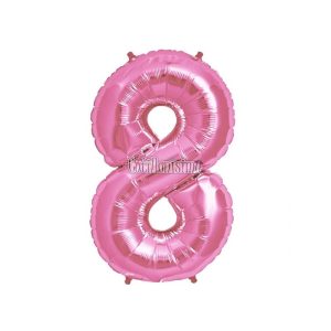 Globo Numero 8 Rosa Metalizado 40cm