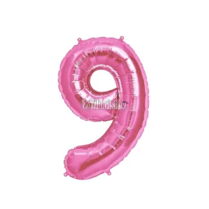 Globo Numero 9 Rosa Metalizado 40cm