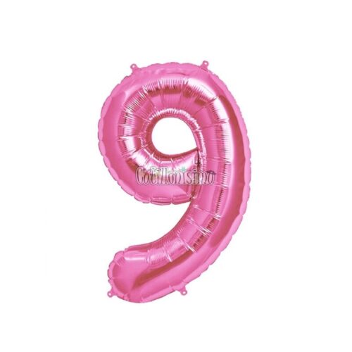 Globo Numero 9 Rosa Metalizado 40cm