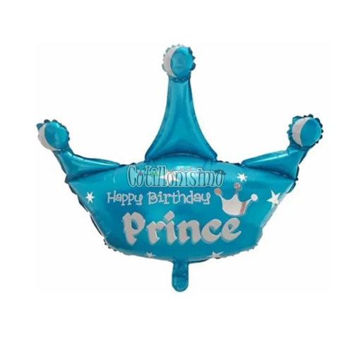 Globo Corona HAPPY BIRTHDAY PRINCE Celeste 74cm