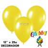 Globo Globby Liso Decorador 12 Pulgadas Amarillo x25u
