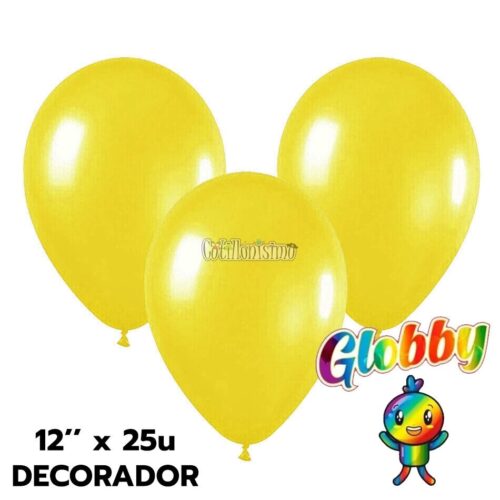 Globo Globby Liso Decorador 12 Pulgadas Amarillo x25u