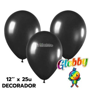 Globo Globby Liso Decorador 12 Pulgadas Negro x25u