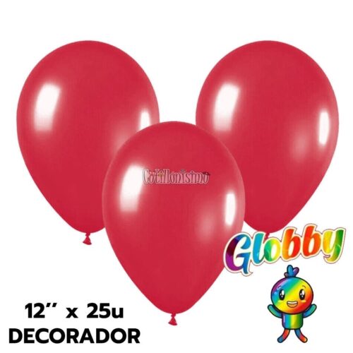 Globo Globby Liso Decorador 12 Pulgadas Rojo x25u