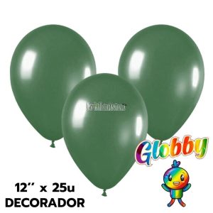 Globo Globby Liso Decorador 12 Pulgadas Verde Esmeralda x25u
