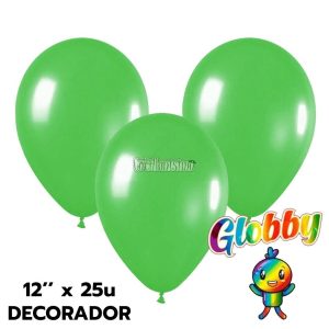 Globo Globby Liso Decorador 12 Pulgadas Verde Lima x25u