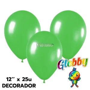 Globo Globby Liso Decorador 12 Pulgadas Verde Lima x25u