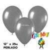 Globo Globby Liso Metalizado Perlado 12 Pulgadas Plateado x25u