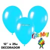 Globo Globby Liso Decorador 12 Pulgadas Celeste Cielo x25u