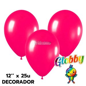 Globo Globby Liso Decorador 12 Pulgadas Rosa Fucsia x25u