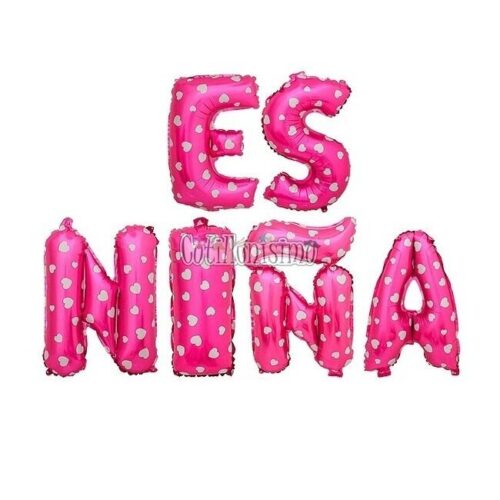 Globo ES NIÑA Rosa con Corazones 40cm
