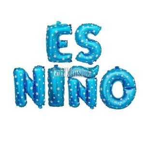 Globo ES NIÑO Celeste con Estrellas 40cm