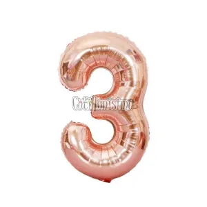 Globo Numero Inflable 3 Rosa Gold 80cm