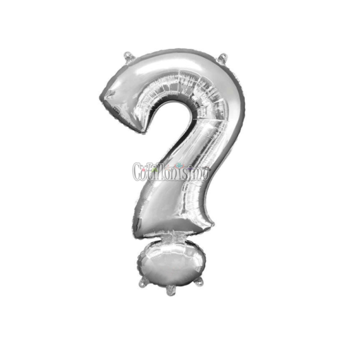 Globo Metalizado Chico Plateado Signo de Interrogación 40cm